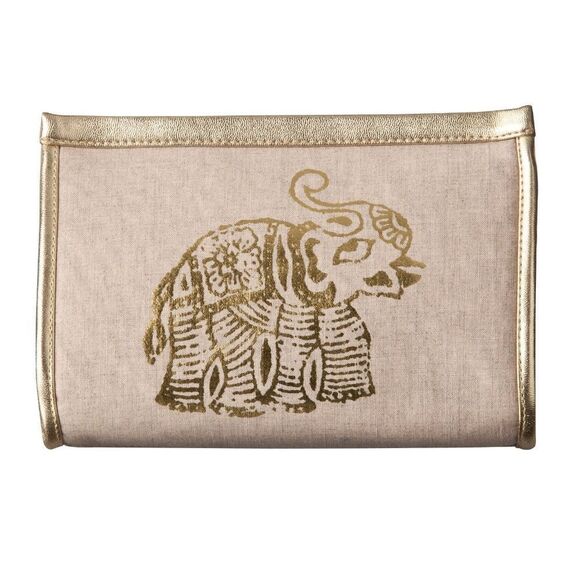 Calypso St. Barth For Target Gold Elephant Small Clutch/Makeup Bag NWT - Picture 1 of 5